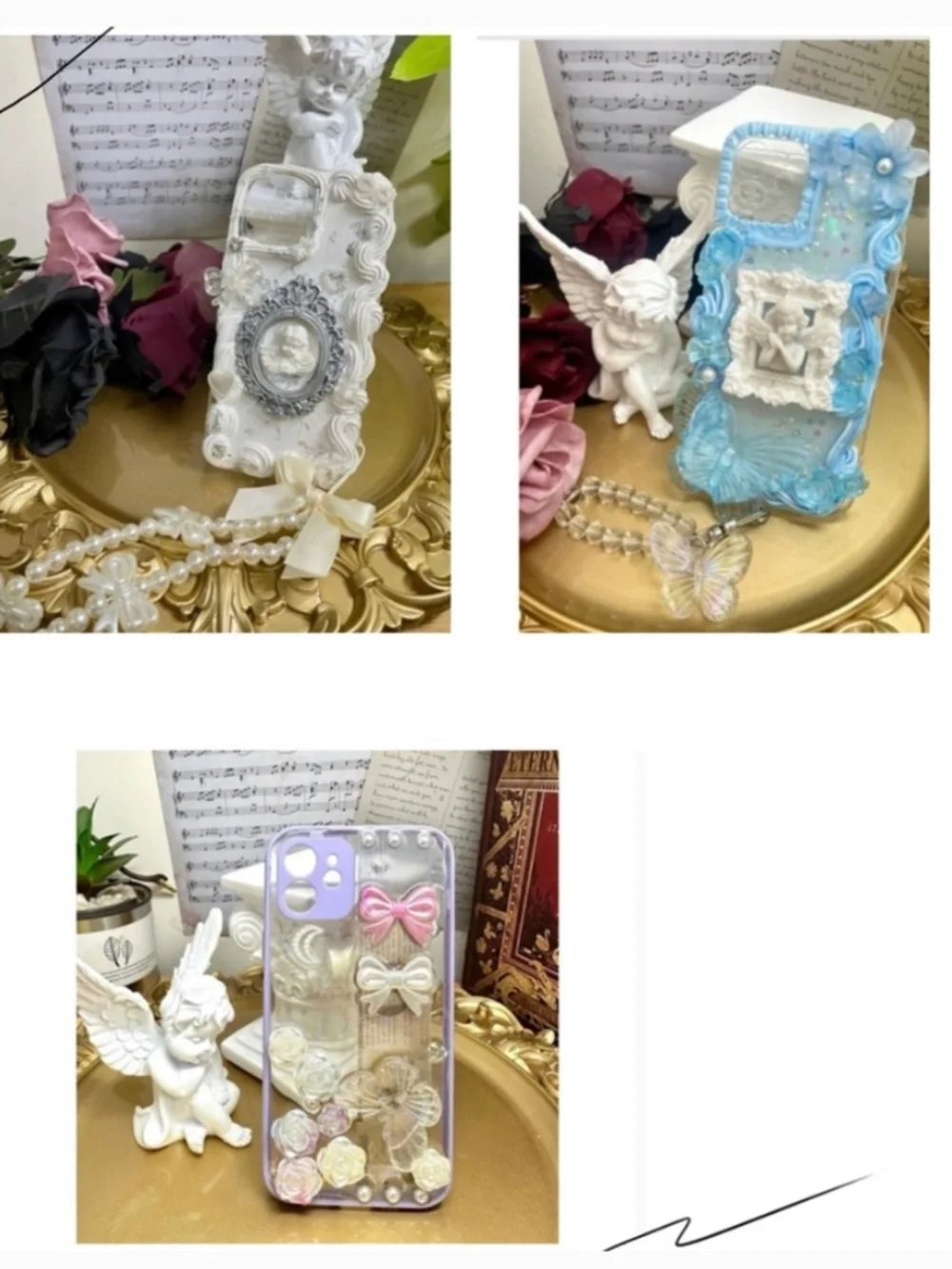 iPhone 12 Baroque butterfly or angel Phone Case, Handmade Phone case